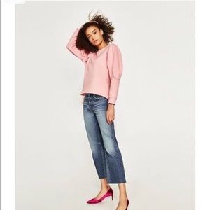 ZARA pink sweatshirt with puffed sleeves